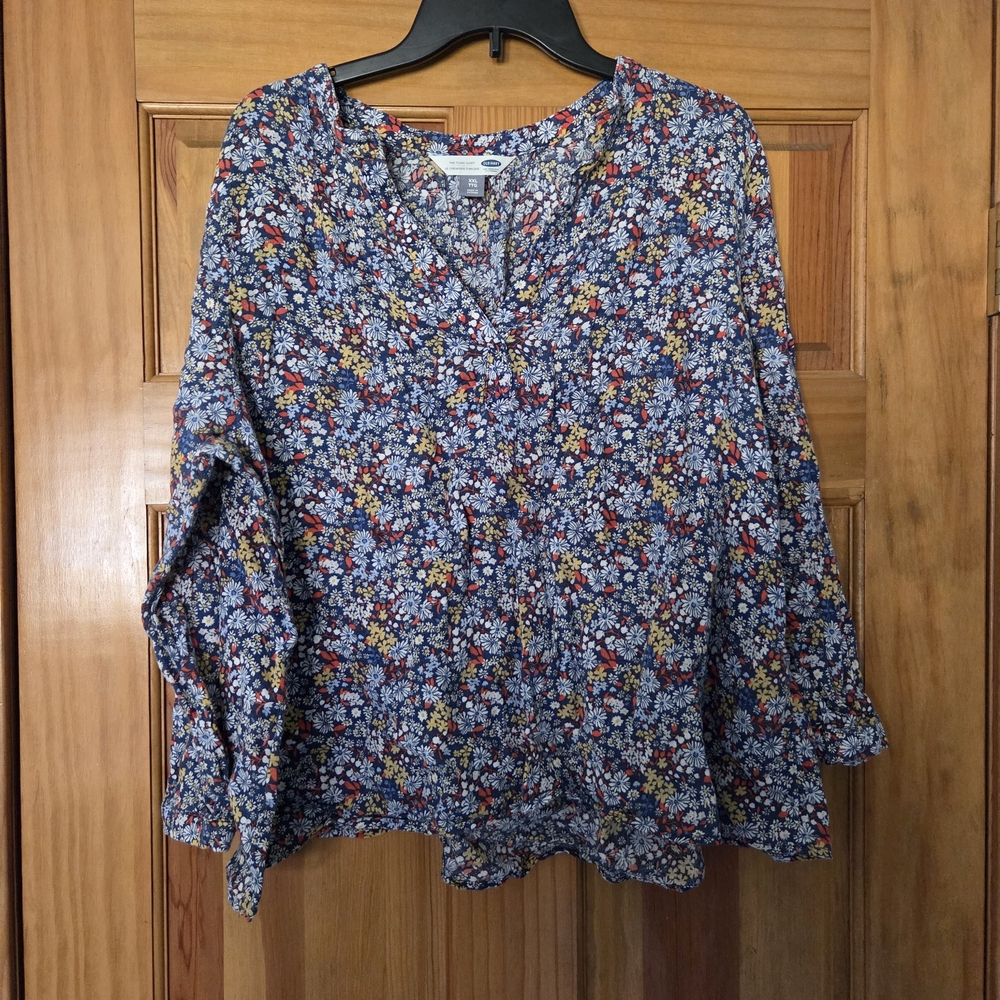 Old Navy Floral Blouse - Blue and Red